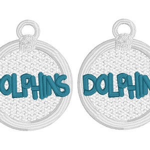 School Spirit - Dolphins FSL Earring Machine Embroidery Design File - Sports Mascot Team spirit - school colors digital download