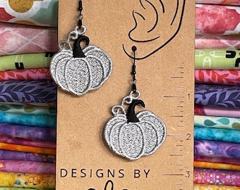 Princess Pumpkin FSL Earrings: Freestanding Lace Embroidery Design (Digital Download)