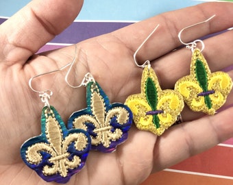 Fleur De Lis Earrings Embroidery Design File - 4x4 hoop