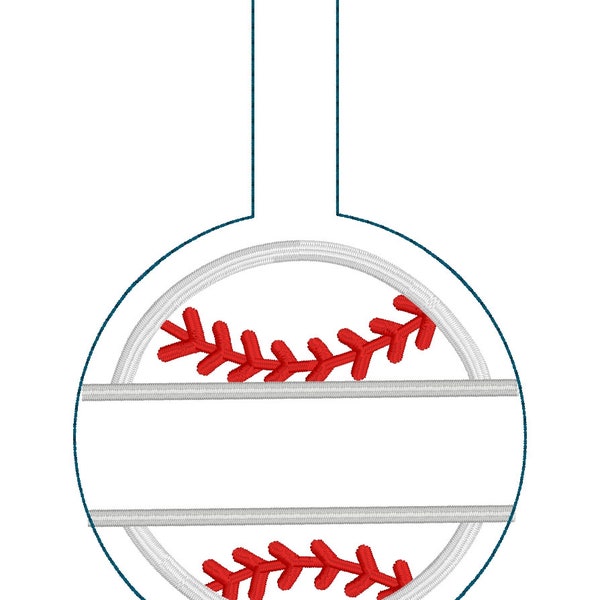 Split Baseball BLANK Applique Bag Tag SNAP TAB for 5x7 hoops - Designs by Babymoon - In the Hoop Machine Embroidery Digital Download