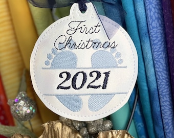 Holiday Collection - First Christmas Baby Feet ornament for 4x4 hoops