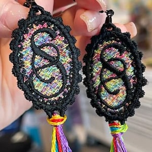 Monogram Concho Earrings: FSL Machine Embroidery Design (Digital Download)