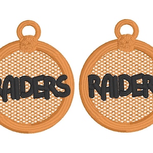 School Spirit -RAIDERS FSL Earring Machine Embroidery Design File - Sports Mascot Team spirit - school colors digital download