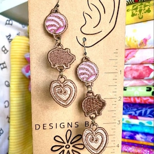 Pan Dulce Dangle Earrings FSL Design: Concha Embroidery Project (Digital Download)