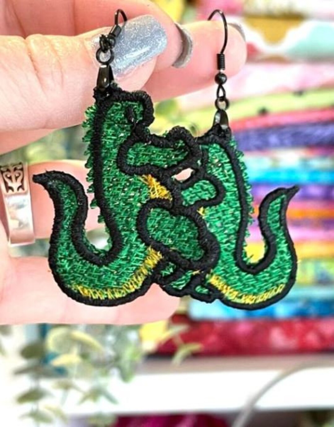 FSL Godzilla Earrings in the Hoop Freestanding Lace Earringsterrible