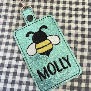 Bee Double Sided Luggage Tag Design for 5x7 Hoops - Digital Download - in the hoop - machine embroidery design file - ITH project