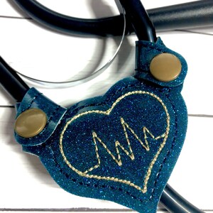 Heart EKG Stethoscope ID Tag: In the Hoop Embroidery Project (Digital Download)