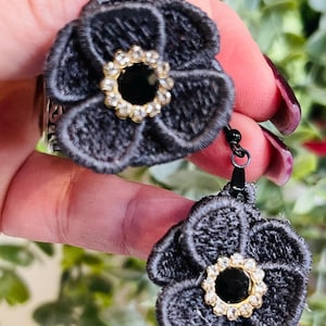 Emma Blossom FSL Rivet Earrings - In the Hoop Freestanding Lace Earrings - Digital Download
