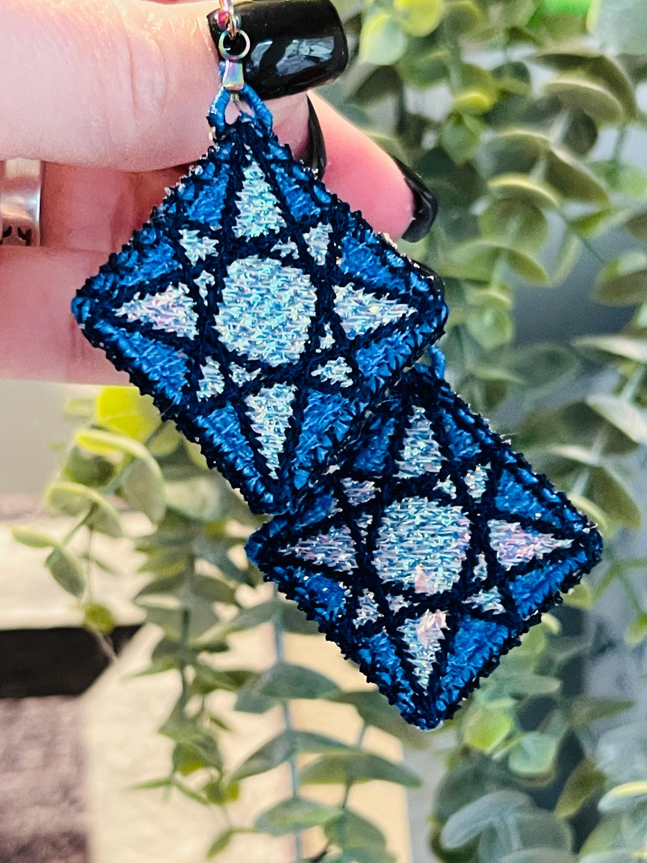 Sparkle Star Earrings- In the Hoop Freestanding Lace Earrings - Machine Embroidery Digital Download Design File