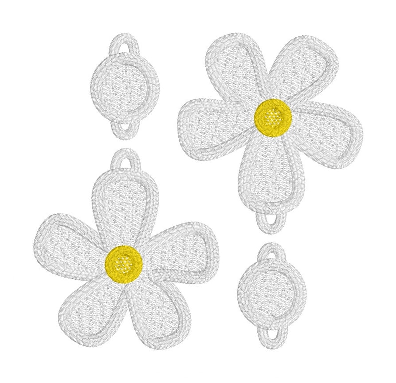 FSL Big Daisy Dangles Earrings In the Hoop Freestanding Lace Earrings flower earrings digital download in the hoop embroidery image 4