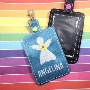 Angel Luggage Tag Embroidery Design: Double Sided In-the-Hoop (Digital Download)