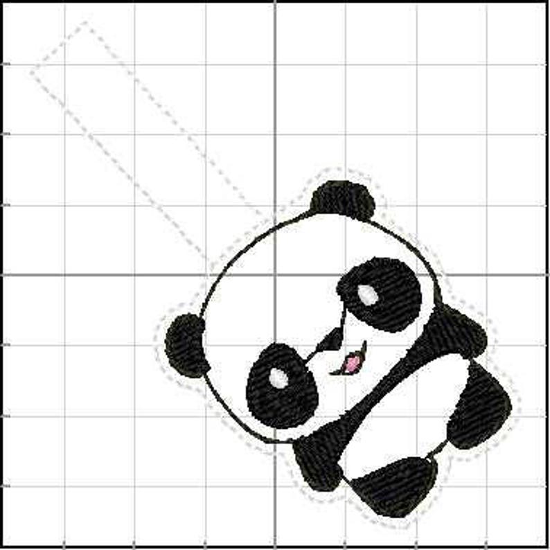 May include: A black and white panda bear with a smiling face and a tongue sticking out. The panda is standing on its hind legs with its front paws raised. The panda is surrounded by a white outline.