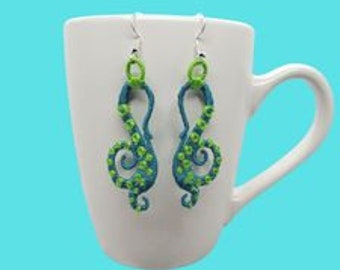 Octopus Tentacle Freestanding Lace Earrings for Machine Embroidery-Digital Download - In the hoop embroidery design file - Unfortunate Souls