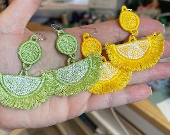 Citrus Freestanding Lace Fringe Earrings embroidery design FSL - Digital Download - Machine Embroidery Designs - In the Hoop - DBB