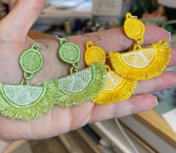 シトラススライスフリンジイヤリング FSL刺繍デザイン(デジタル シトラススライスフリンジイヤリング FSL刺繍デザイン(デジタル