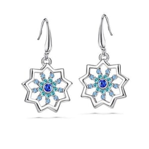 Bahai Jewelry Freshwater Pearl Nine Pointed Star Sterling Silver Wirewrapped Earrings Handmade Baha/'i Star Symbol Gemstone Earrings