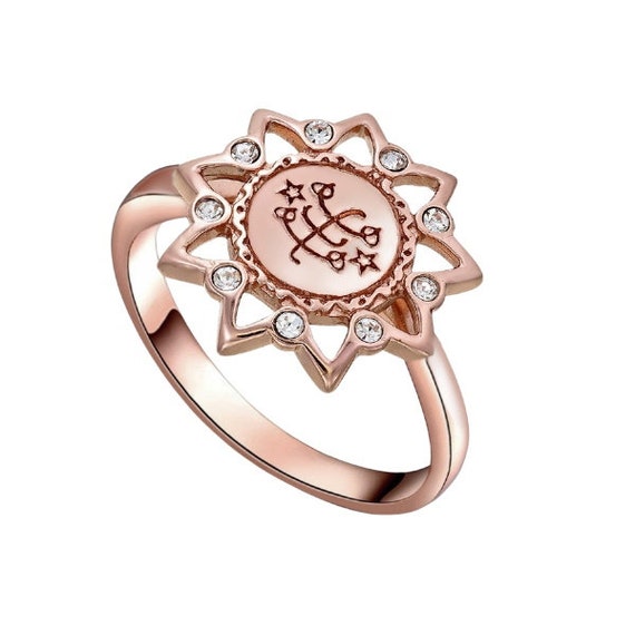 Baha i lotus ring Greatest Name Ringstone symbol Rose gold plating