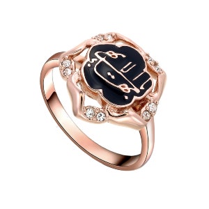 Baha'i rose ring, Greatest Name symbol, Rose gold plating