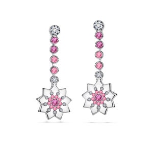 Bahai Jewelry, Nine pointed star pendant earrings with Swarovski crystals