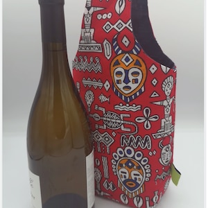 Red African ethnic bottle holder image 1