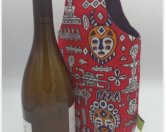 Red African ethnic bottle holder