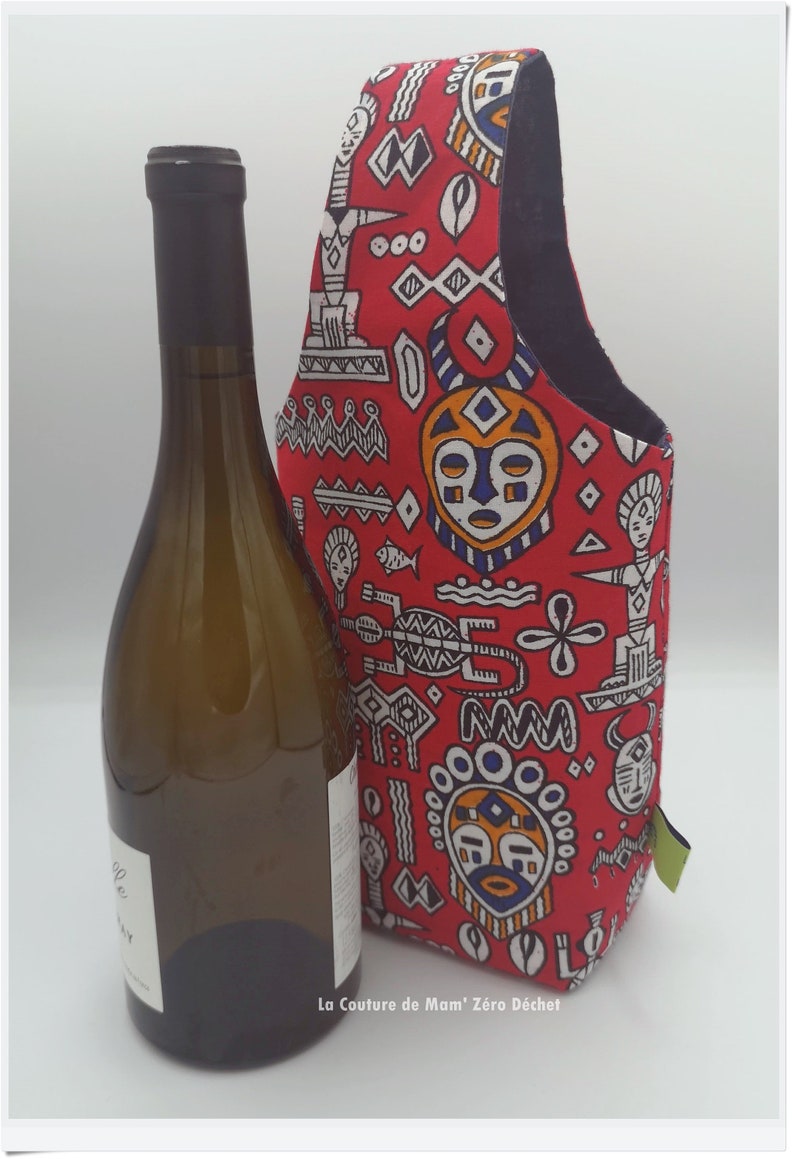 Red African ethnic bottle holder image 1