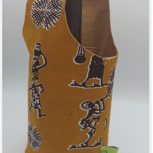 Porte-bouteille ethnique africain moutarde image 3