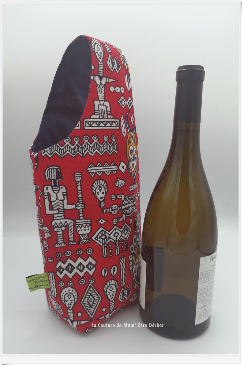 Red African ethnic bottle holder image 3
