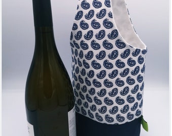 Blue Provençal fabric bottle holder