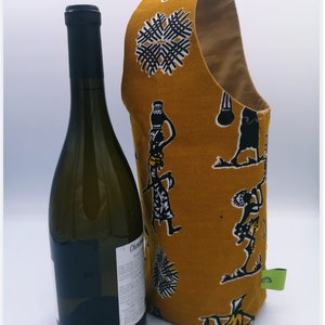 Mustard African ethnic bottle holder image 2