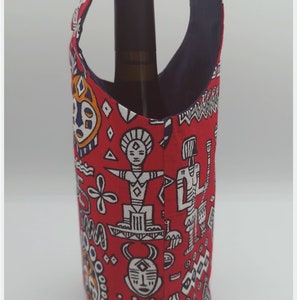 Red African ethnic bottle holder image 2