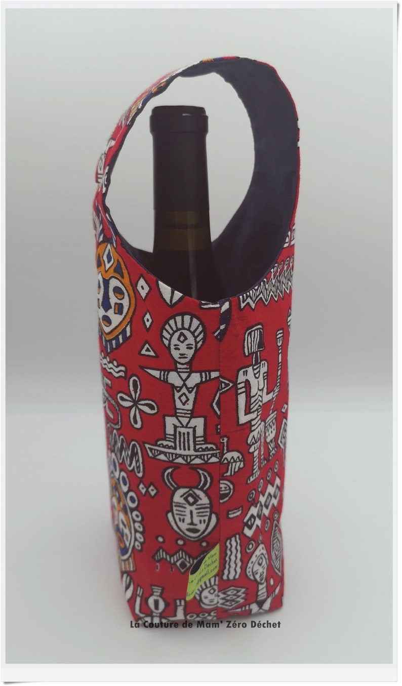 Red African ethnic bottle holder image 2