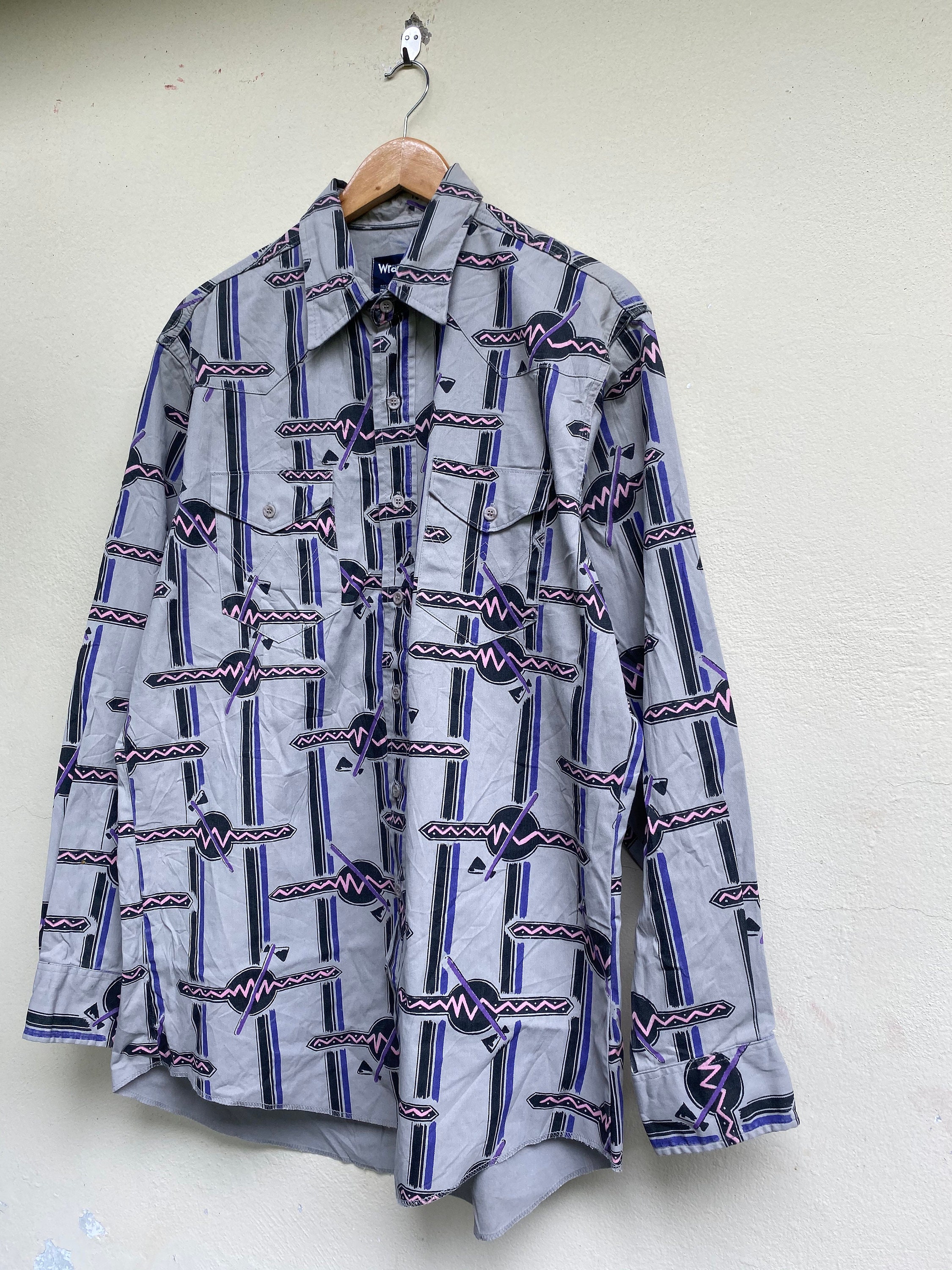 Rare Vintage Shirt Long Sleeve By Wrangler Full Print Nice | Etsy