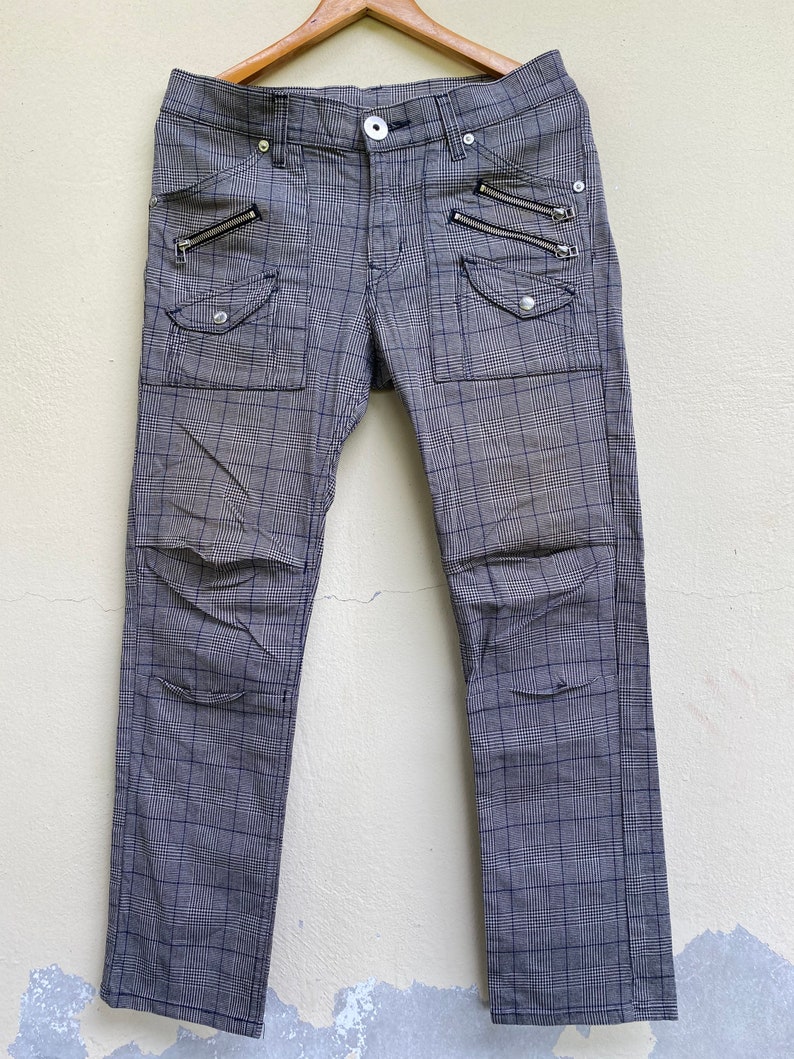 Vintage Lee Cowboy Jeans Checked Punk Style Size 32