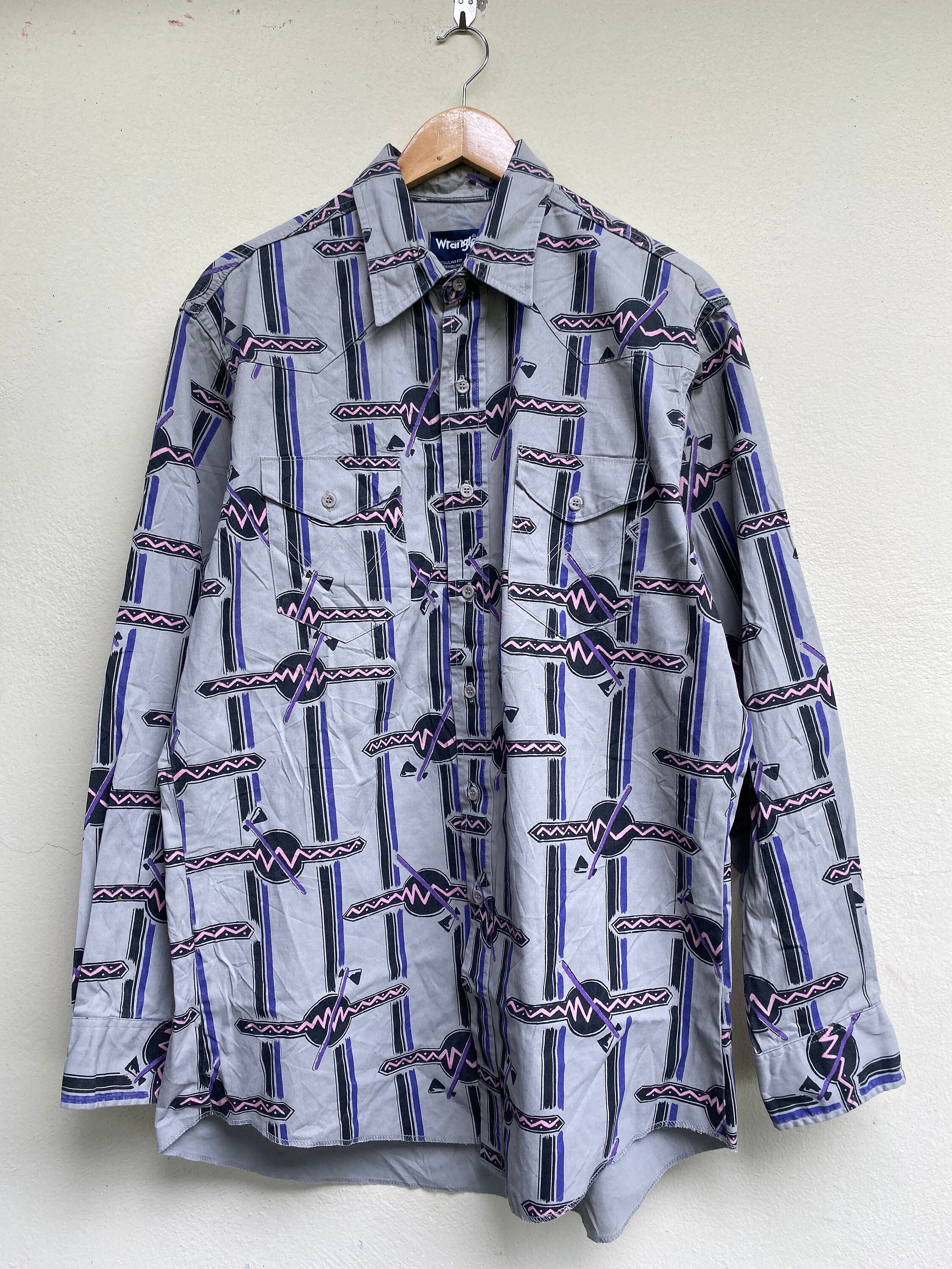 Rare Vintage Shirt Long Sleeve By Wrangler Full Print Nice | Etsy