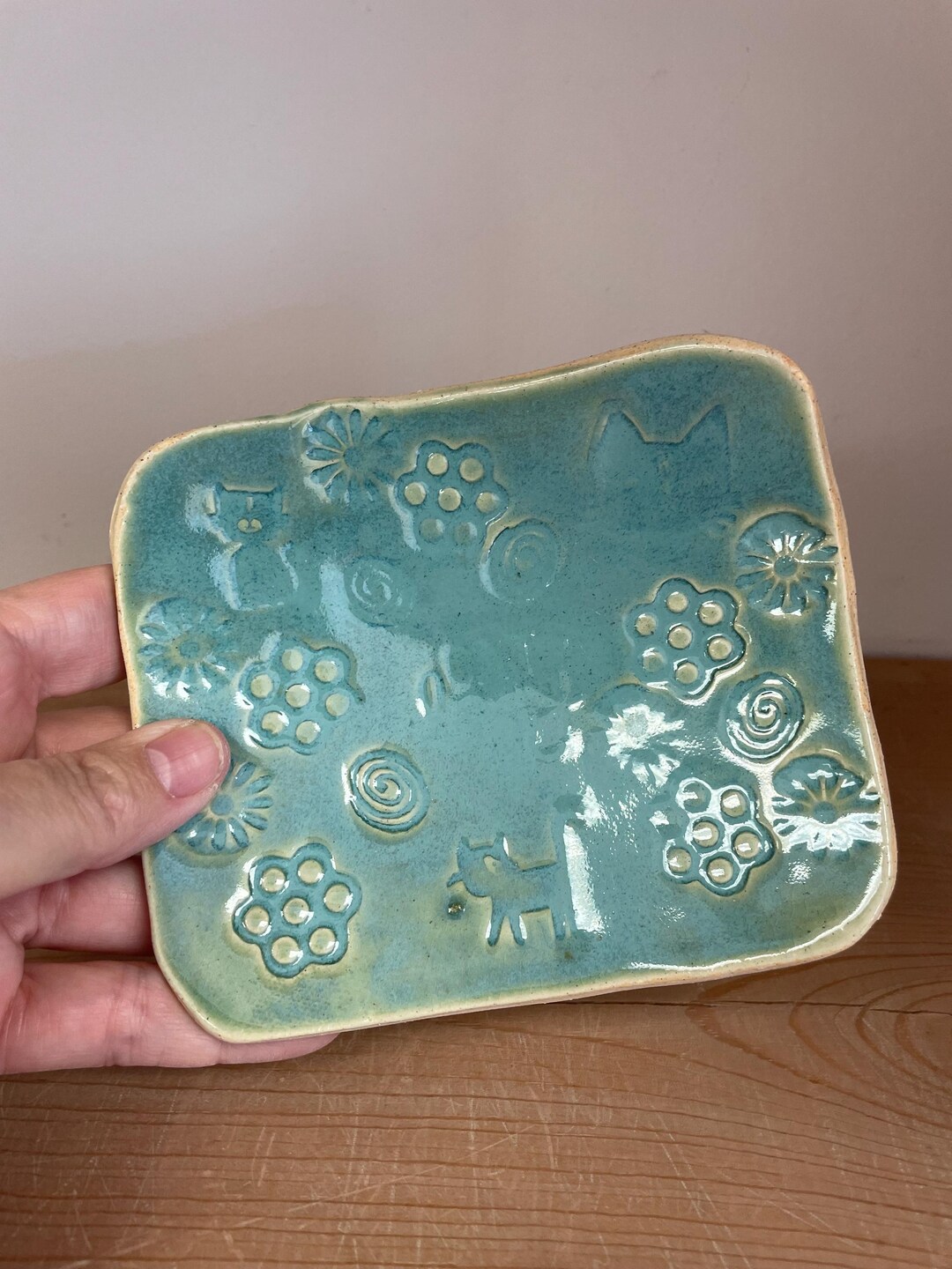 Medium Stamped Tray with Turquoise main image 1