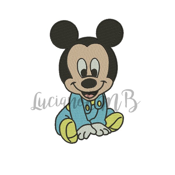 Bebé Mickey Mouse Bordado Diseño-4 Tamaños-8 Formatos-diseño descarga instantánea-máquina bordar