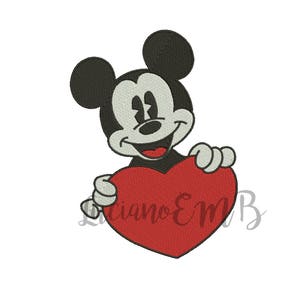 Mickey with heart Embroidery Design-6 Sizes-8 Formats-design instant download-machine embroidery