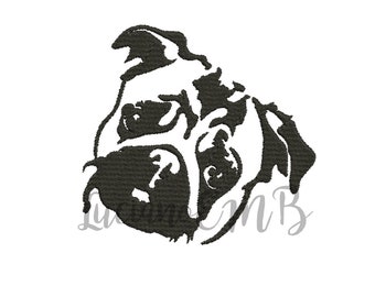 Pug silhouette Embroidery Design-9 Sizes-8 Formats-design instant download-machine embroidery