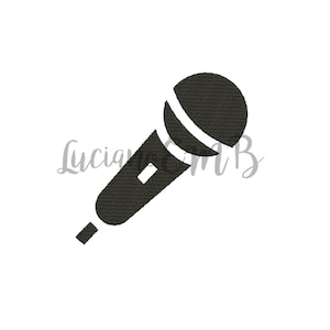 May include: Black and white silhouette of a microphone.