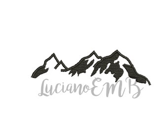山の刺繍デザイン。山のシルエット。山のミニ刺繍。山のデザイン。機械