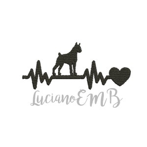 Heart Beat hond silhouet borduurwerk Design-8 maten-8 formaten-ontwerp instant download-machine borduurwerk