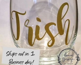 DECAL personalized wine glass decal, custom cursive name decal, girls weekend decal for glass, custom name vinyl decal