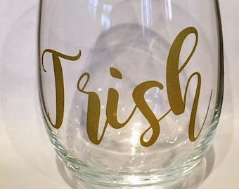 custom name plastic stemless wine glass,  girls weekend wine glass, bachelorette wine glass , outdoor glasses, wine glass with name
