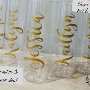 4 inch vinyl name decal champagne flute bridesmaid proposal, DIY bridesmaid gift custom vinyl name sticker bridesmaid decal