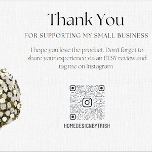 K&ouml;nnte beinhalten: Vielen Dank f&uuml;r die Unterst&uuml;tzung meines kleinen Unternehmens. Ich hoffe, du liebst das Produkt. Vergiss nicht, deine Erfahrung &uuml;ber eine ETSY-Bewertung zu teilen und mich auf Instagram zu markieren. HOMEDESIGNBYTRISH