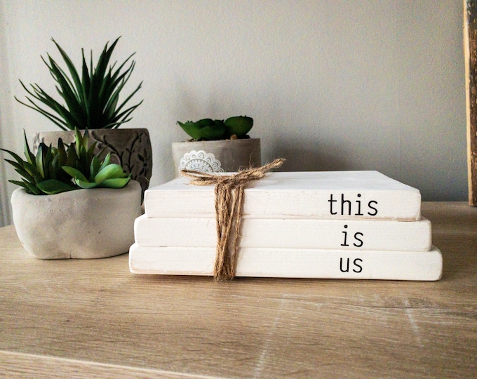 Wooden Book Stack Decorative Book Set Bookshelf Decor This Etsy