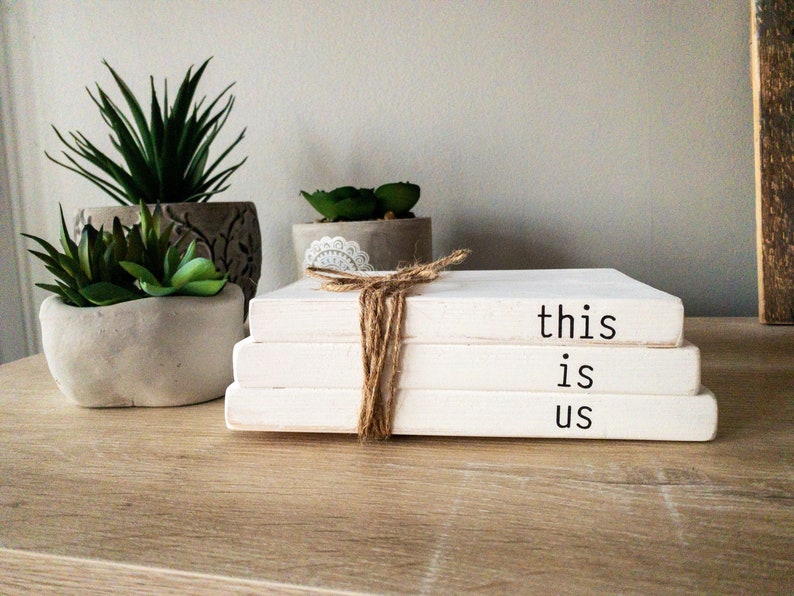 Wooden Book Stack, Decorative Book Set , Bookshelf Decor, This is Us ...