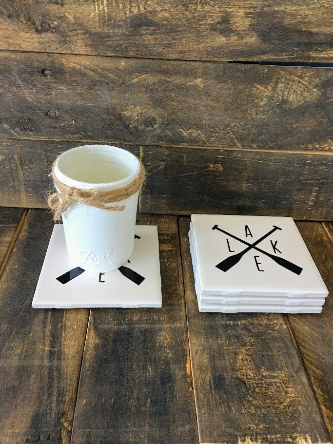 Lake Life Ceramic Coasters Oar Design, House Decor