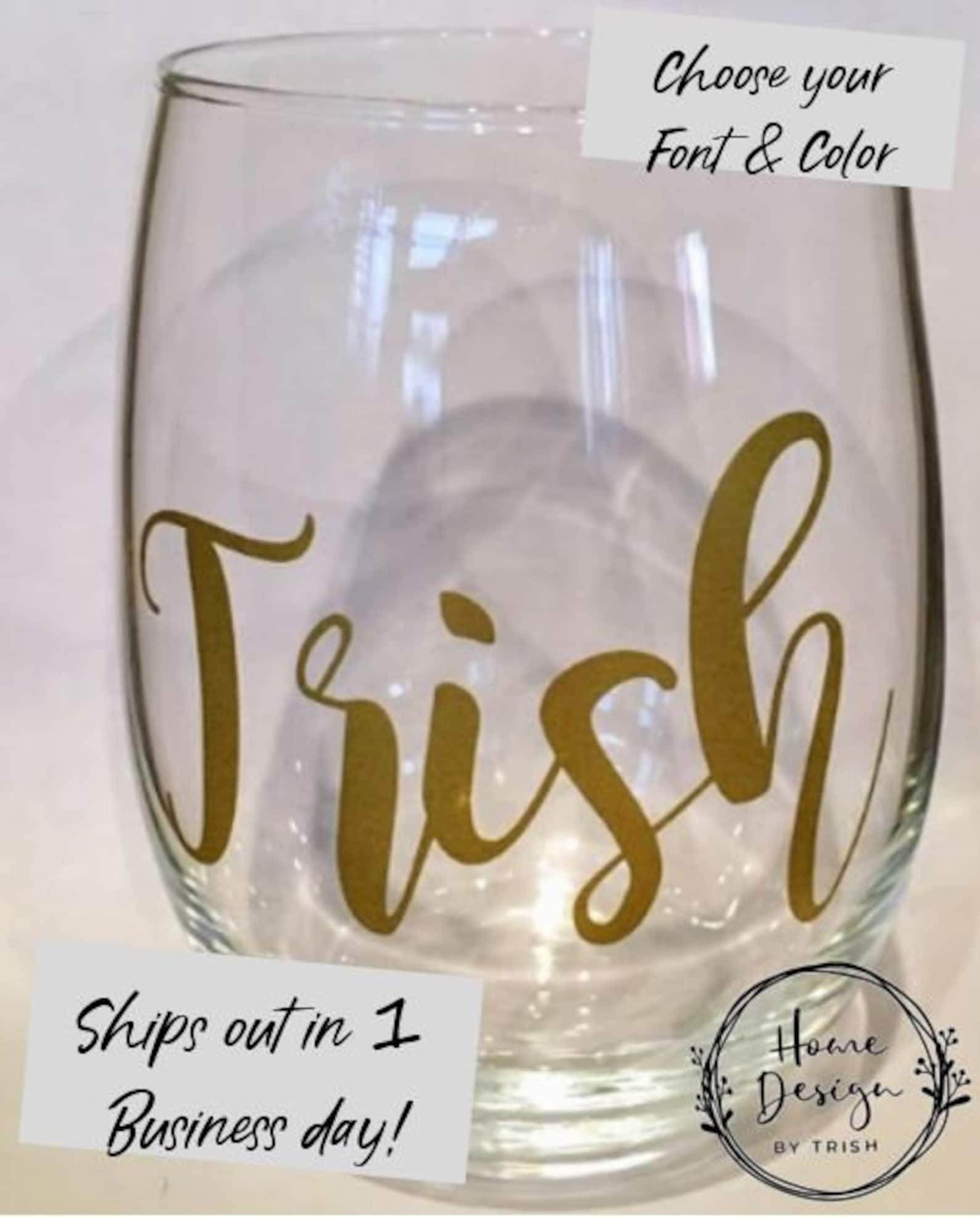 3 Inch Customized Wine Glass Decal Only Custom Name Label Etsy